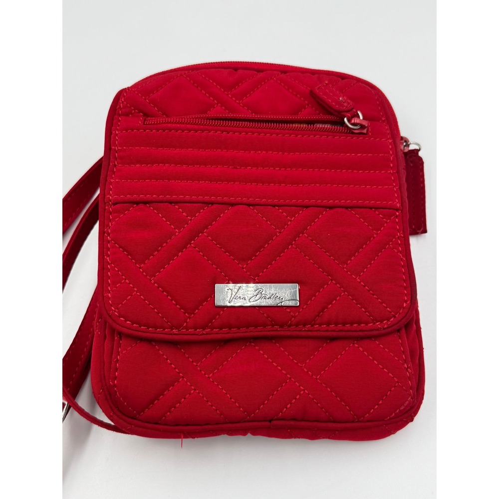 Vera Bradley Red Quilted Microfiber Small Crossbody Bag Adjustable Strap